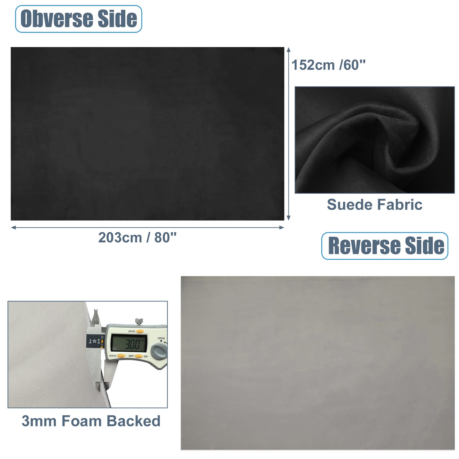Suede Headliner Fabric 80" X 60" Indoor Car SUV Black
