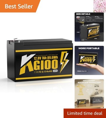 Compact 12V 7Ah Lithium Iron Phosphate Battery - Built-in BMS Safety Technology