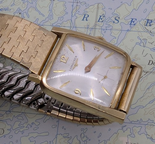 Vtg Longines Asymmetric Rectangle 10k Gold Filled Men's Watch RUNNING w/ Box - Picture 9 of 19