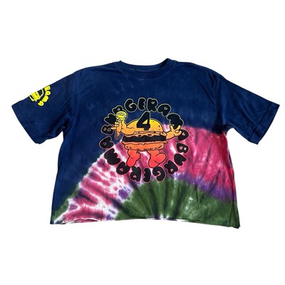 Burger Records Burgerama 4 Womens Crop Top T Shirt Sz S Tie Dye Music Fest Merch
