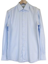 SUITSUPPLY Men's Formal Shirt 41/16 Slim Melange Blue Pure Cotton Try On 