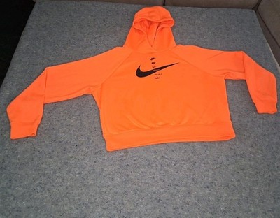 Nike Sportswear Swoosh Fleece Hoodie pants Set  Orange Cropped Gym Run Women s M