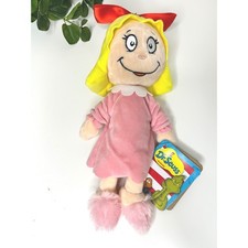 Aurora Dr Seuss Cindy Lou Who Plush Doll Pink Dress Red Bow Christmas Toy 12in