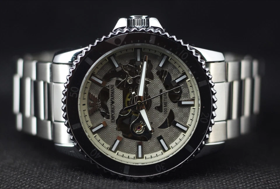 Beautiful Emporio Armani Automatic In Gray Dial With Rotating Bezel Men's Watch - Image 4 of 4