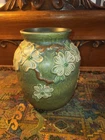 ROSEVILLE POTTERY DOGWOOD I VASE WITH EARLY RV MARK CLEAN 8"