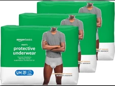 Amazon Basics - Men's Protective Incontinence Underwear - Small/Medium 60 Ct