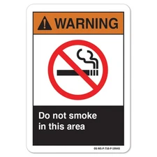 Do Not Smoke Area 1 ANSI Warning Sign Metal Plastic Decal