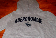 Abercrombie Kids Hoodie Youth 13/14 Gray Pullover Fleece Kangaroo Pocket Moose