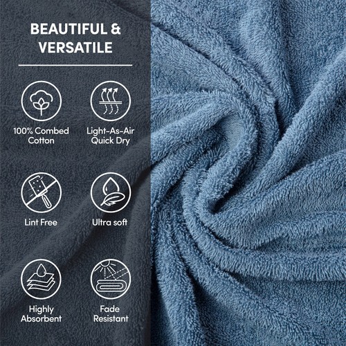 Combed Cotton Bath Towels Set, Soft & Absorbent Bathroom Towels, Quick Dry - Picture 34 of 84