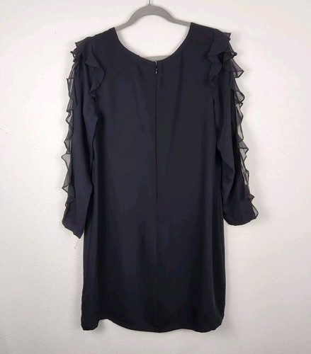 American Living Womens Georgette Black A Line Dress Ruffle Sleeve Sz 16 Wedding - Picture 6 of 7