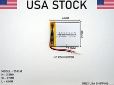 3.7V 420mAh 253741 Lithium Polymer LiPo Rechargeable Battery (USA STOCK)