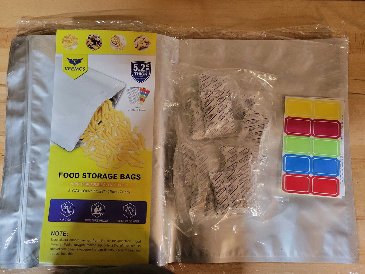 5 Gallon Mylar Food Storage Bags And Oxygen Absorbers 20 Count