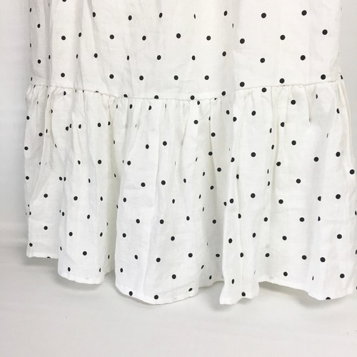 See U Soon Womens Large Linen Dress White Black Polka Dot Tie Back Midi Maxi NEW - Picture 4 of 10