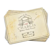 Pimpernel Vin De France Cork-Backed Placemats, Set of 4, 15.7 X 11.7"