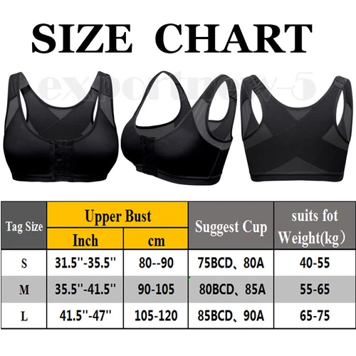 Women's Posture Corrector Bra Wireless Back Support Lift Up Front Closure Bra UK - Picture 15 of 24