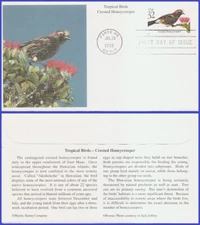 USA5 #3224 U/A MYSTIC FDC   Crested Honeycreeper Tropical Bird
