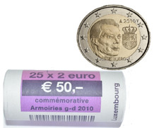 Roll  Rouleau 2010 – 25 × 2 Euros -Luxembourg - Rare - Armoiries - Coat of Arms
