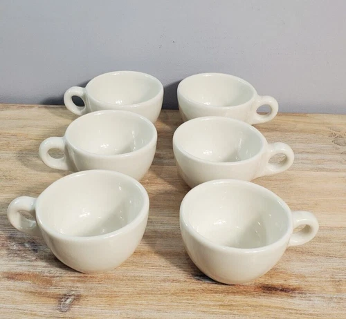 6 Vtg Buffalo Allegheny Restaurant Ware Coffee Cups Diner Chunky Raised Mark