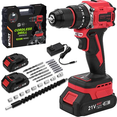 #ad #ad 21V Cordless Electric Drill Set 2 Batteries 3 8 Inch Chuck Driver Bits and Tool $75.00