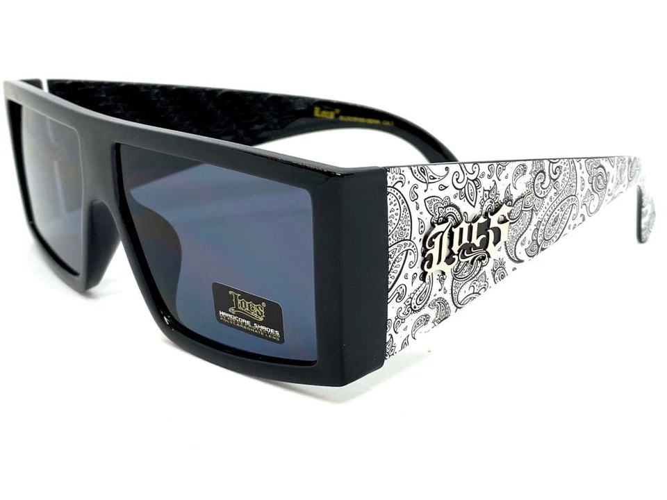 Hombres Motocicleta Motociclista Hardcore Gangster Locs GAFAS DE SOL Marco Bandana Blanco Grande Foto 4 de 4