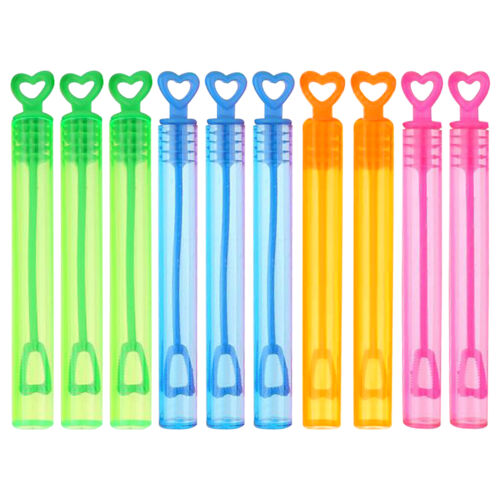 10pcs Love Heart Kids Toys Bubble Wand Soap Bottle Garden Game Playing Empty - Afbeelding 1 van 13