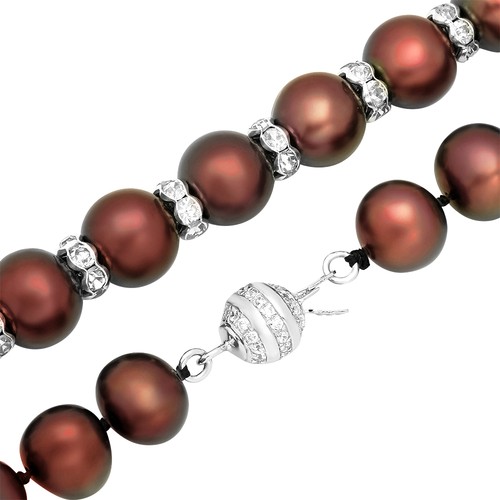 Collar Lily Treacy 9-10mm Negro Perla Agua Dulce Ada Strand 18" Boda Novia - Imagen 2 de 4