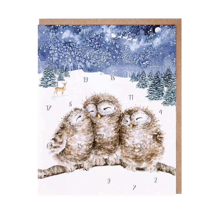 WRENDALE DESIGNS Wrendale Owls Traditional Advent Calendar – A5 Paper Christmas Calendar Card