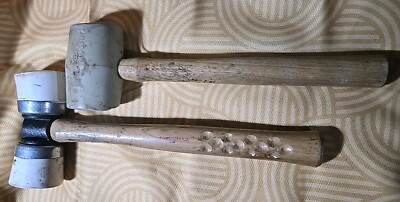 2 PRE-OWNED FLOORING MALLETS DOUBLE HEAD POWERNAIL CO & STANLEY BOSTITCH 