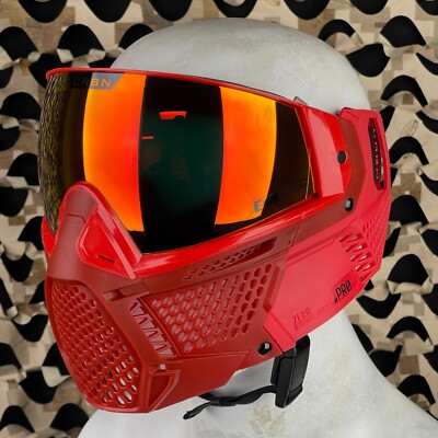NEW Carbon CRBN Zero Pro Paintball Mask (More Coverage) - Cardinal - Red Mirror