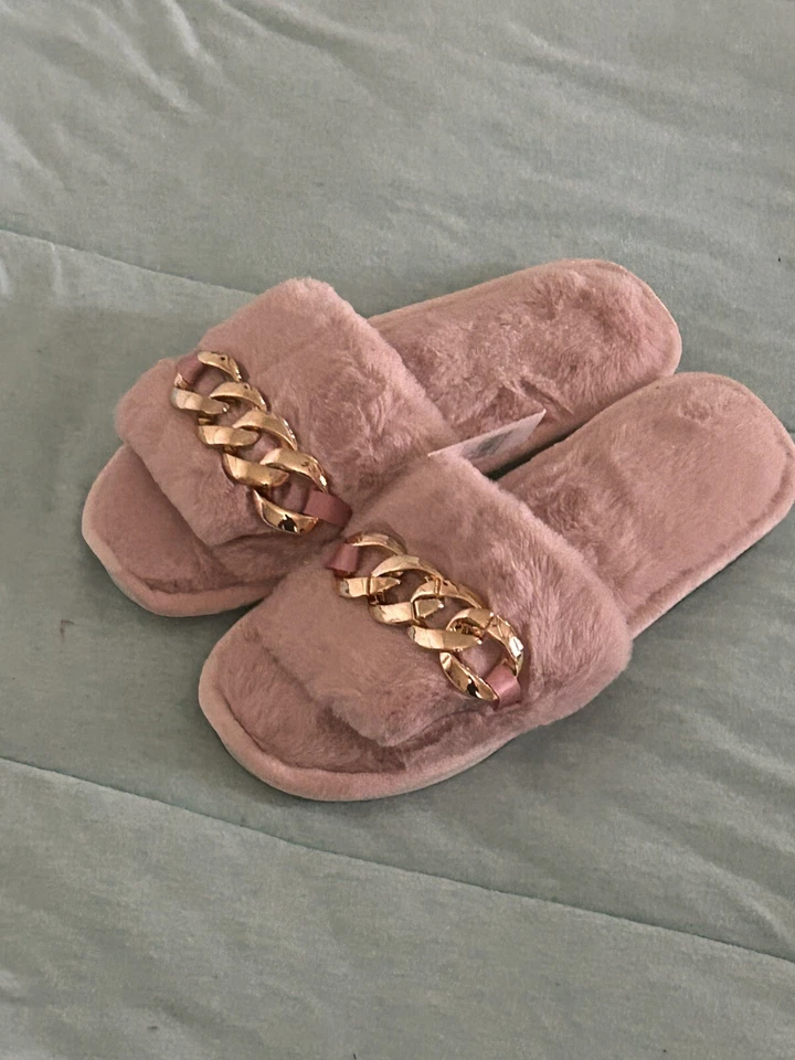 Zapatillas de piel sintética negras, rosas y melocotón.   Mujer US 7/8 - 9/10 Foto 4 de 4