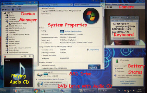 Compaq Presario CQ-60 AMD 2.1GHz 3GB Ram 120GB SSD HDMI nVIDIA 8200 Win 7 Office - Picture 3 of 11