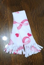 Pretty Ribbon Heart Fleece Scarf Fun Fringe Handcrafted 60 inches