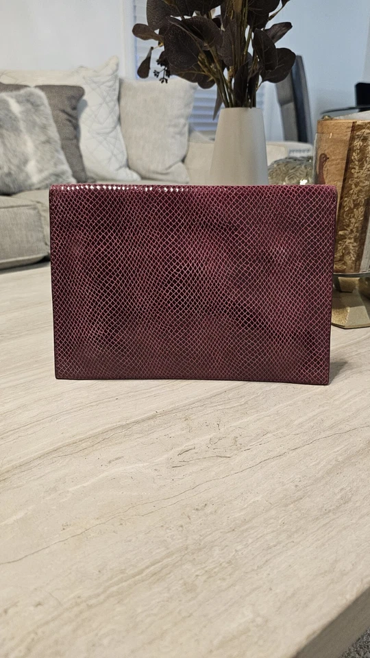 Lola Rose London Maroon Envelope Clutch - Faux Snake Skin Evening Bag - Изображение 4 из 4