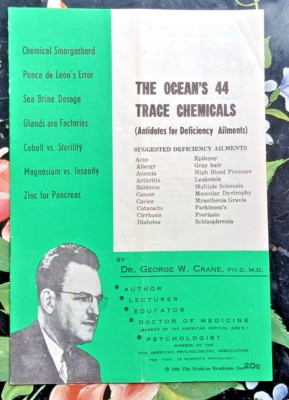 The Ocean s 44 Trace Chemicals booklet by Dr. George W. Crane Vintage 1960 RARE