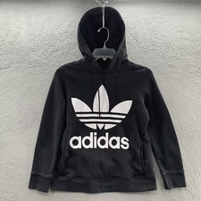 Adidas 3 Stripe Trefoil Pullover Hoodie Sweatshirt Black Cotton Big Logo Men  s M