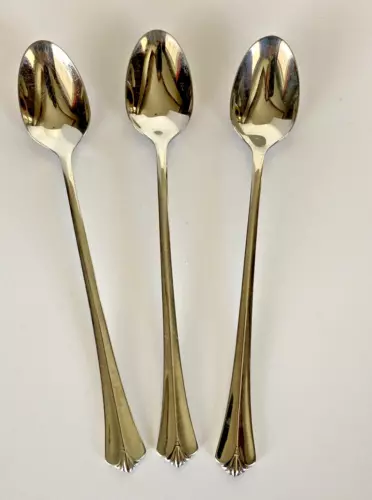 Set of 3 Oneida Distinction Deluxe ROYAL FLUTE 7-1/2" Iced Tea Spoons VG