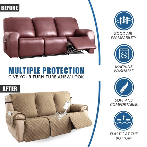 Waterproof non-slip sofa cover recliner 3 seats, furniture protection decoration - Picture 29 of 94