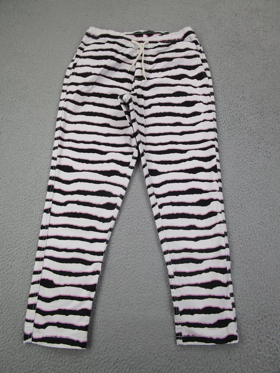 Catch Surf Pants Men s XXS White Black Pink Striped Beater Pant