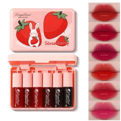 6 Colors Lip Tint Stain Set, Korean Makeup Lip Stain Moisturizing Mini Liquid...