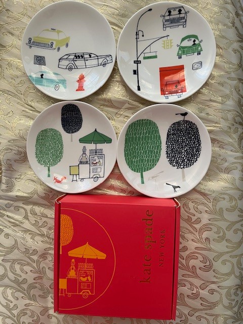 Kate Spade New York Hopscotch Drive, 'About Town', 6" tidbit plates Set of 4 NEW
