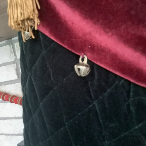 Burgunderrot Grün Samt Weihnachtsstrumpf Gold Glocken Quaste Bestickt Josh - Bild 3 von 3
