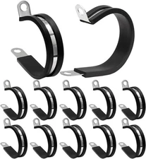 Waziaqoc 12 PCS 1 1/2 Inch Cable Clamps, Rubber Cushioned 1 1/2, Black 