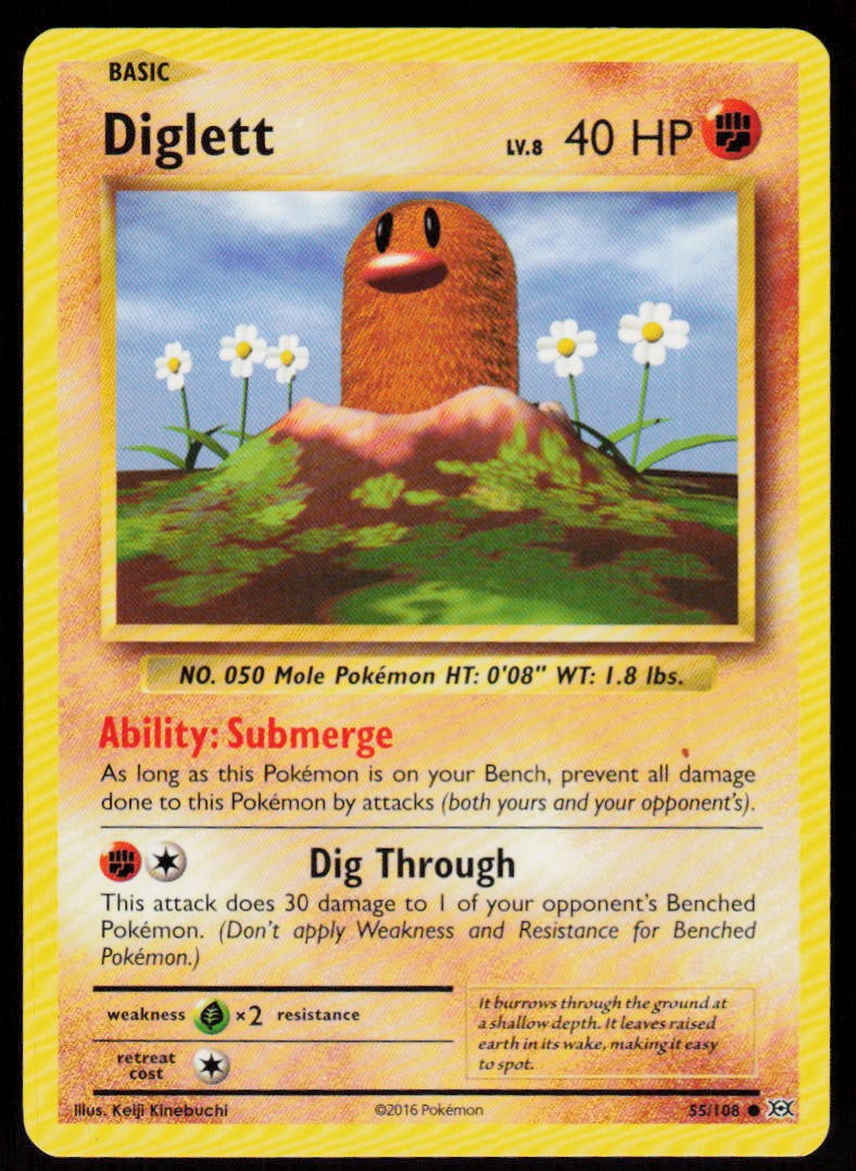 Diglett 55/108 Common Evolutions Pokemon Lightly Played