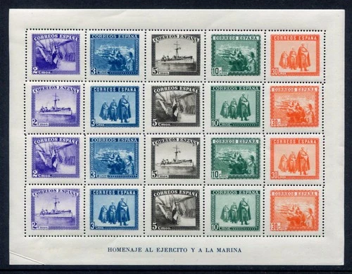 SPAIN 1938 SOLDIERS BATTLESHIP MNH SHEET