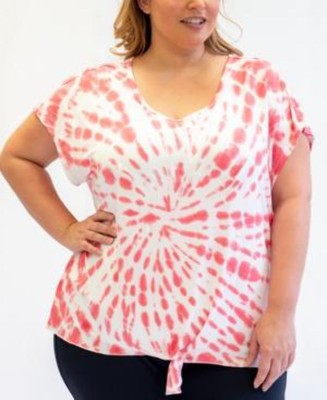 Nanette Lepore Plus Tie-Dyed T-Shirt Guava 1X