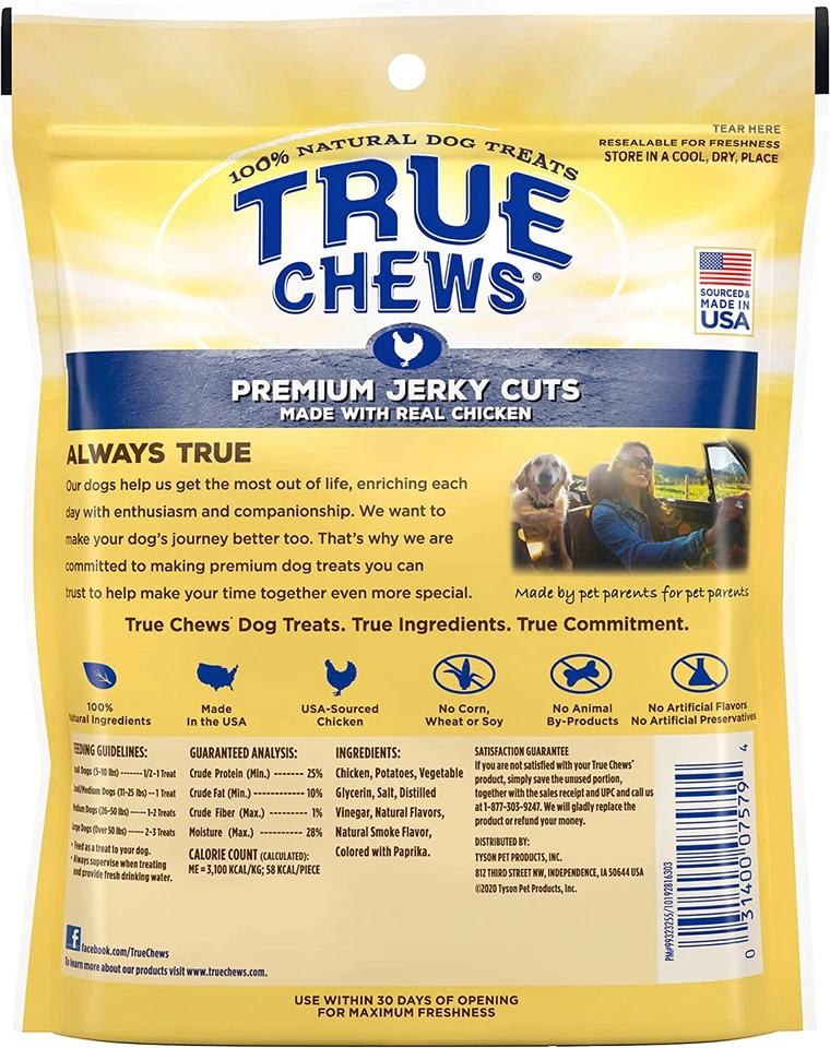 Golosinas naturales True Chews Jerky Cuts para perros, bolsa de pollo de 4 OZ Foto 3 de 4