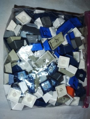 3/4 Lb Bulk Keyboard Keycaps Lot Mixed Keys Crafts Resin Art Blue Gray White