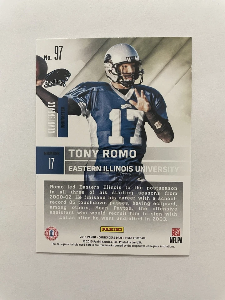 2015 Contenders DP Tony Romo Card. Dallas Cowboys Legend - Image 2 of 2