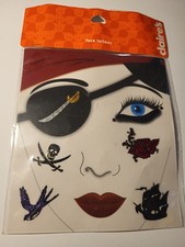 Pirate Halloween Face tattoos body art skulls ship gothic glitter red goth