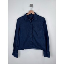 AllSaints Women Biella Denim Button Down Shirt Size 4 US